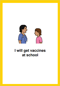 I will get vaccines at school - social story